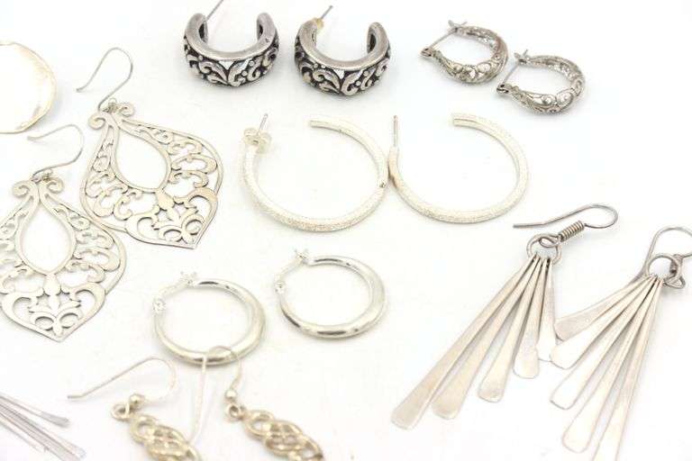 Vintage 925 sterling silver group lot of earrings