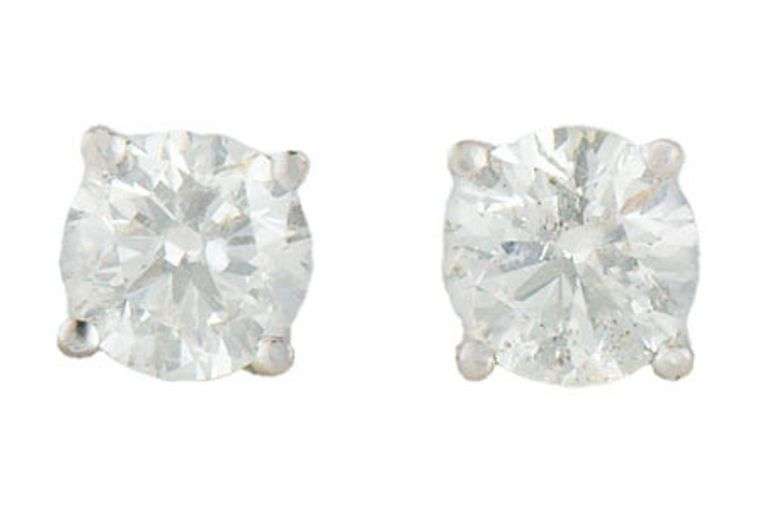 1.27ctw Round Diamond Solitaire Stud Earrings in 14K