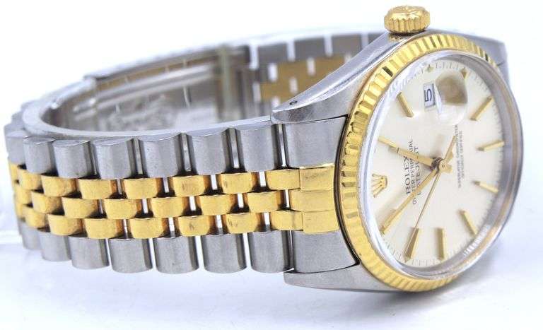 Rolex Datejust 36mm silver stick dial watch
