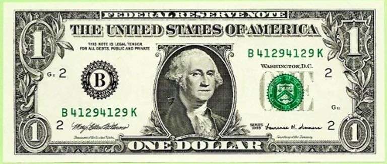 Superb Crisp 1999 $1 Note New York Fancy Repeater Serial Number 41294129!