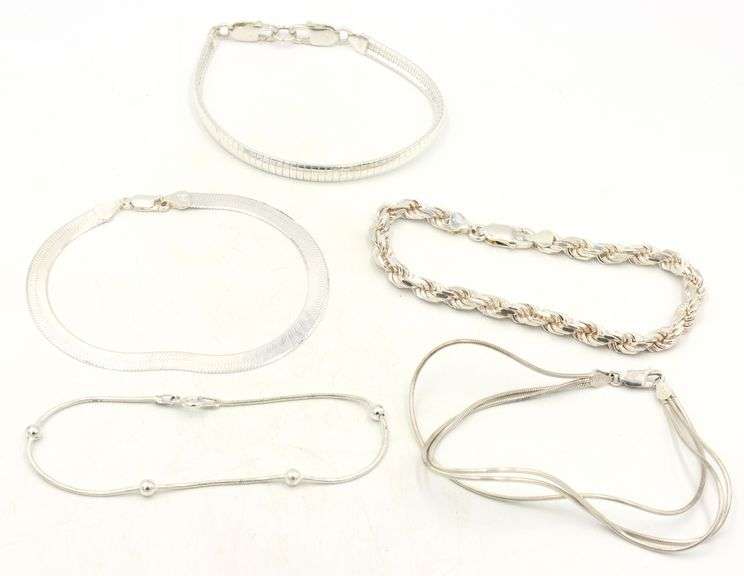 Group lot of 5 Vintage 925 sterling silver bracelets