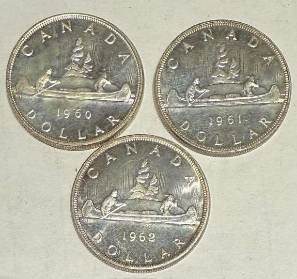 1960- 1962 BU Canada Silver Dollars.