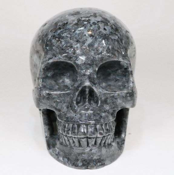 Gorgeous 6,725ct Larvikite Skull Carving