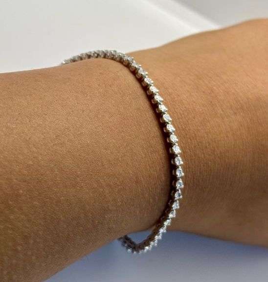 14K White Gold Tennis Lab Diamond Bracelet