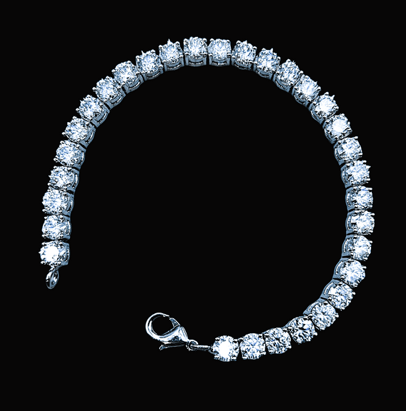 Stunning 14 Kt White Gold Plated lab Simulated White Ice Blue Diamond Tennis Bracelet
