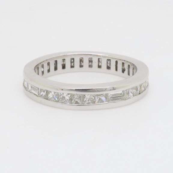 Baguette & Princess Cut Diamond Eternity Band in White Gold