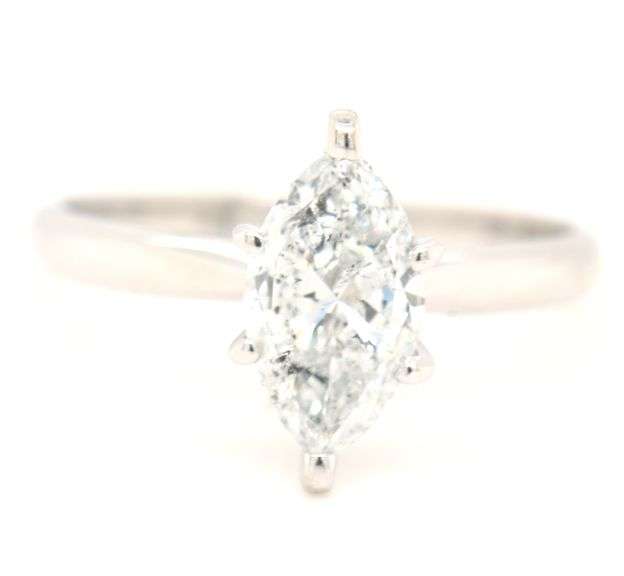 14kt White gold 1.11ct marquise diamond solitare engagement ring