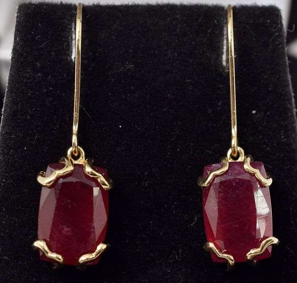 Darling 10K Yellow Gold Ruby Gemstone Dangle Earrings