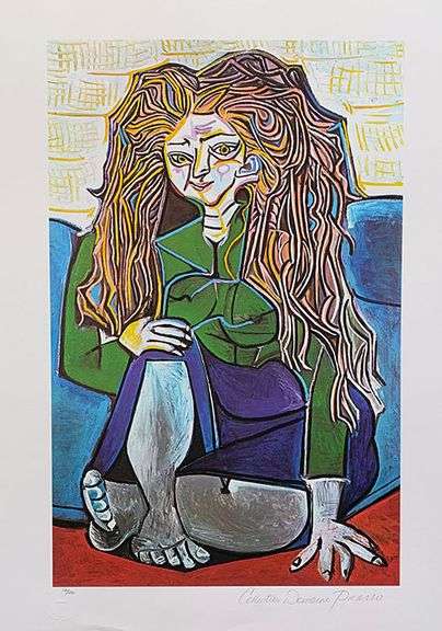Collectible Pencil Numbered Pablo Picasso, Woman Sitting Crossed Legs