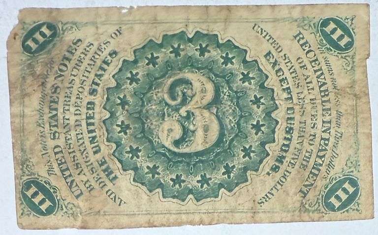 3 Cent Fractional Currency Note.