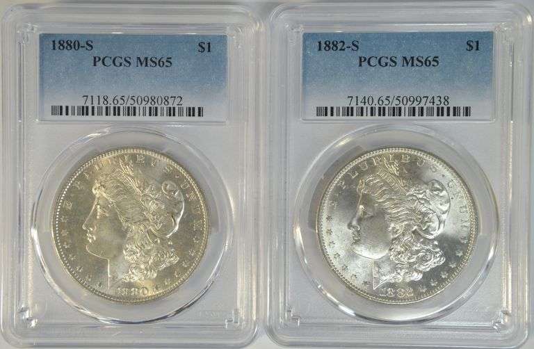 2 Diff. Superb Gem BU PCGS MS65 graded 'S' Mints
