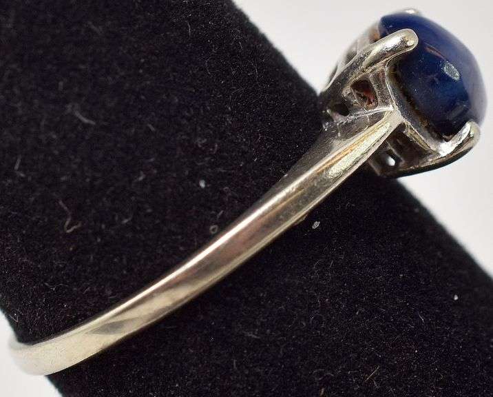 Bold 10K White Gold Star Sapphire Gemstone Ring
