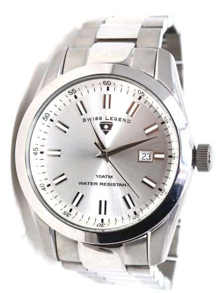 Swiss Legend classic 45mm quartz silver dial watch