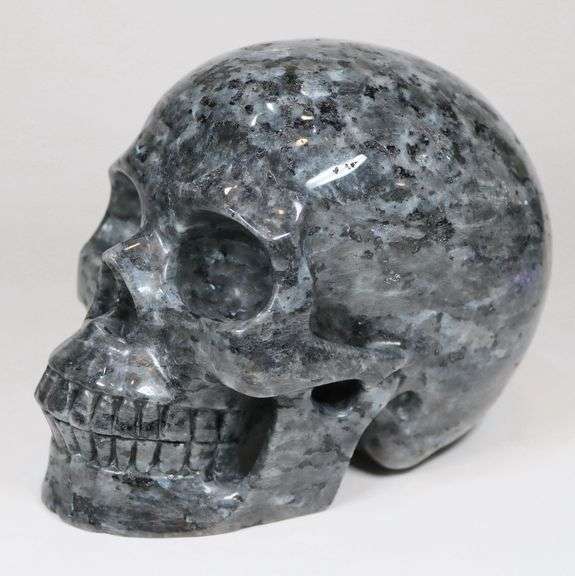 Gorgeous 6,725ct Larvikite Skull Carving