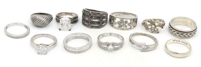 Group lot of Vintage 925 sterling silver rings