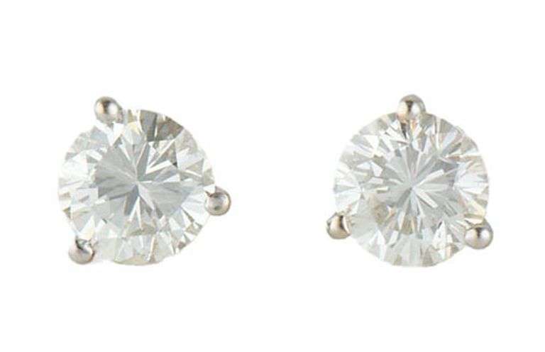 1.03ctw Round Diamond Solitaire Stud Earrings in 14K