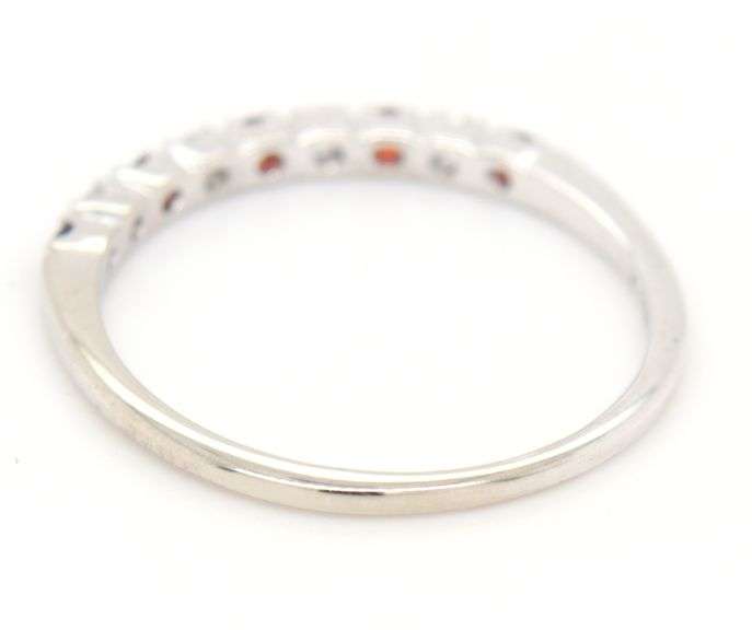 14kt White gold Garnet and diamond band