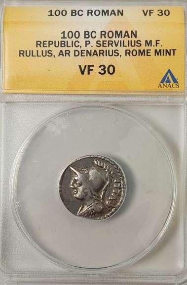 100 BC Roman Republic, P. Servilius / VF 30 ANACS