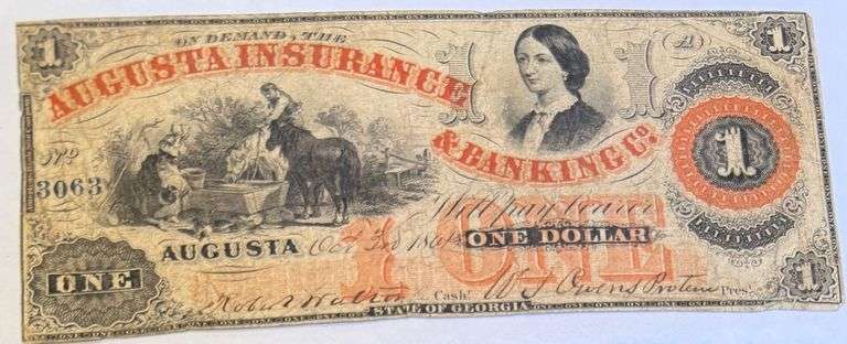 1861 $1 Augusta Insurance &Banking Co