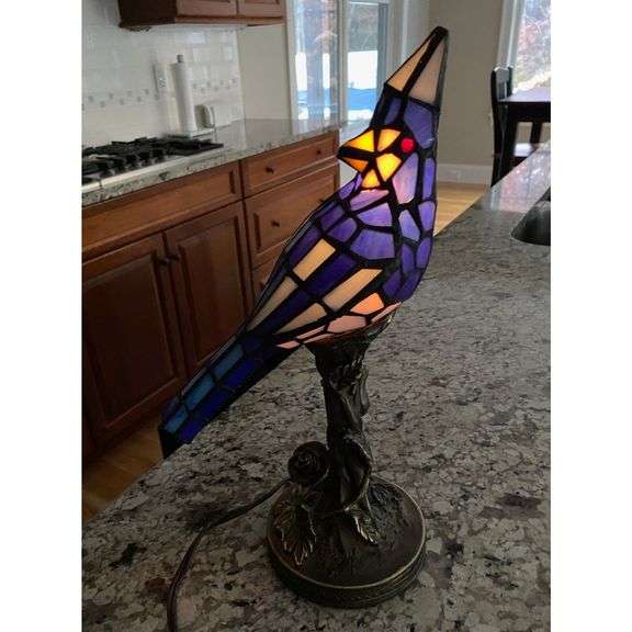 Tiffany Style Stained Glass Blue Bird Lamp