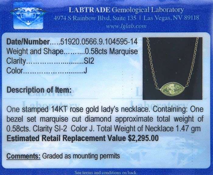 Italian 0.58ct Sideways Marquise Diamond Bezel Set Solitaire Pendant Necklace In 14K