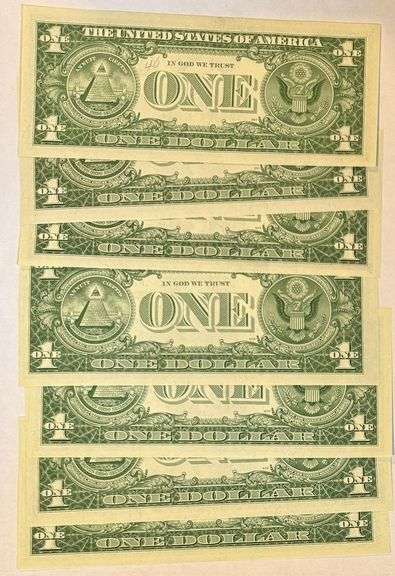 7 $1 1957 Silver Certificates CH CU