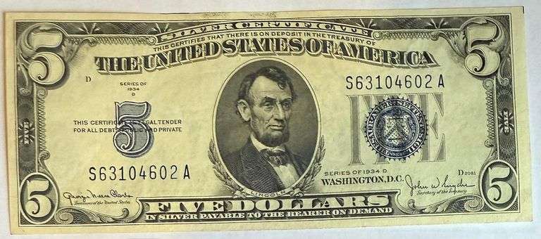 CH Unc $5 1934 D Silver Certificate