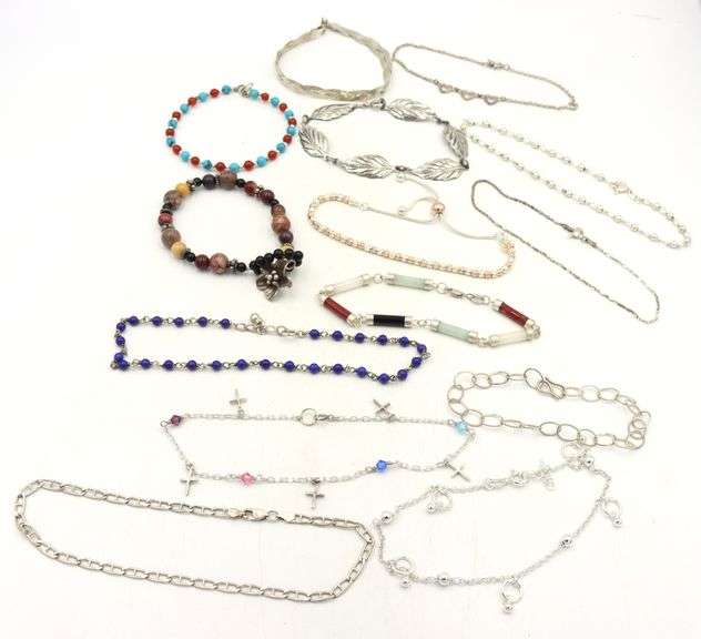 Group lot of 14 Vintage 925 sterling silver bracelets