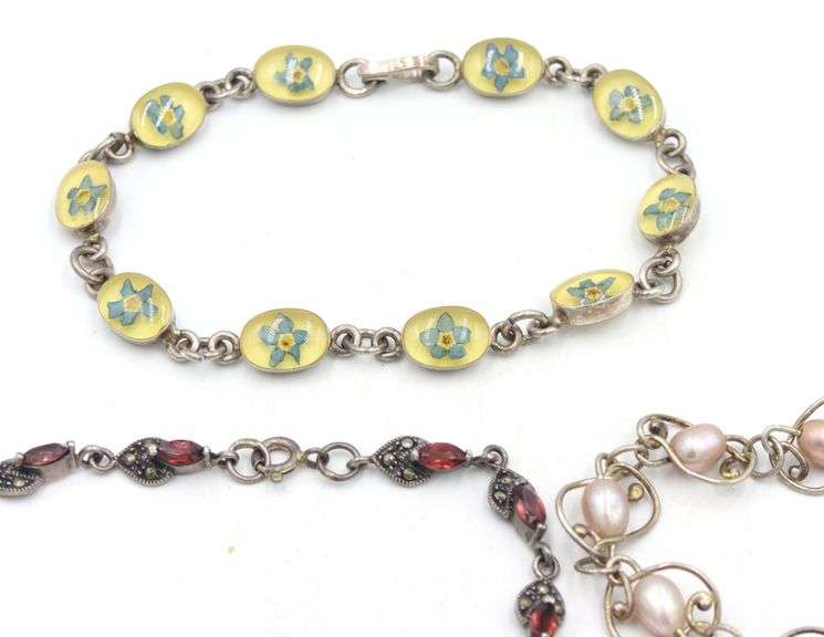 Group lot of 6 Vintage 925 sterling silver bracelets