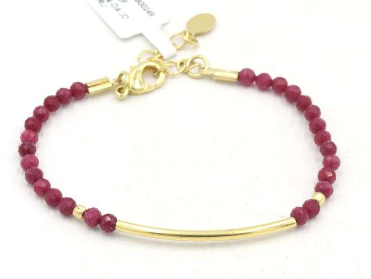 Gold plated ruby beaded bracelet