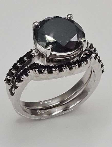 Dazzling 4.75 Ct Silk Black Lab Simulated Diamond 2 Band Ring