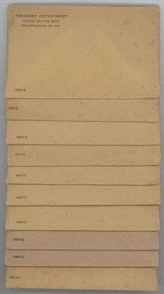 Fresh lot of ten (10) UNOPENED 1960 US Silver Proof Sets