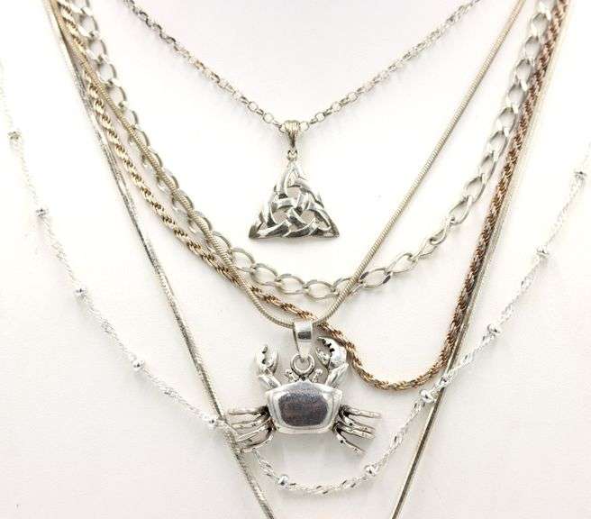 Group lot of 6 Vintage 925 sterling silver necklaces