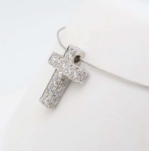 Diamond Encrusted 1.45CTW Cross Pendant Necklace