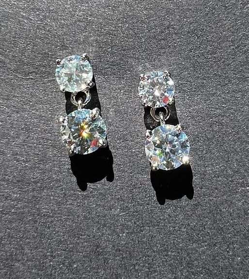 Sparkling 3.25 Cttw White E-F Fire Moissanite Drop Earrings