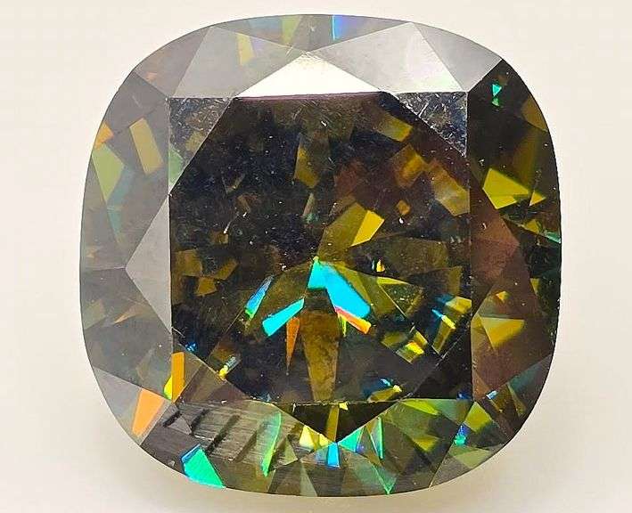 Huge Rare 14.55 Ct Sparkling VVs1 Golden Amber Green Lab Simulated Diamond Solitaire