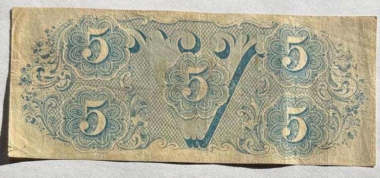 Sliderish April 6 1863 CSA $5 Note