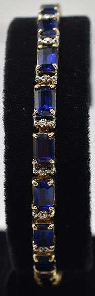 Elegant Sapphire and Diamond Bracelet in 10K Yellow Gold