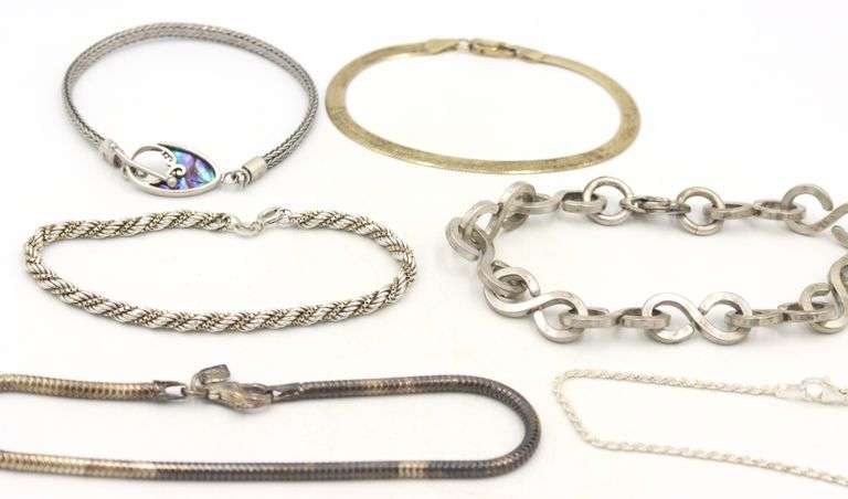 Group lot of 5 Vintage 925 sterling silver bracelets