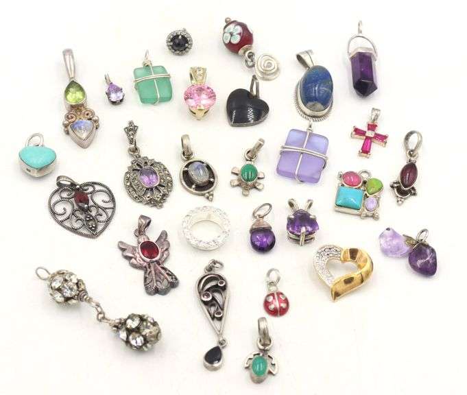 Group lot of Vintage 925 sterling silver pendants