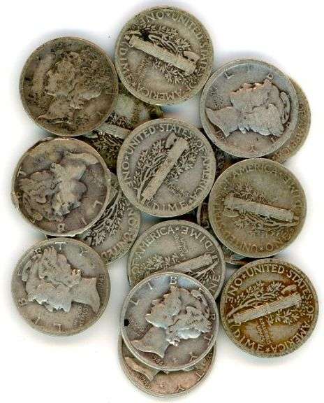 15 Assorted Silver Mercury Dimes
