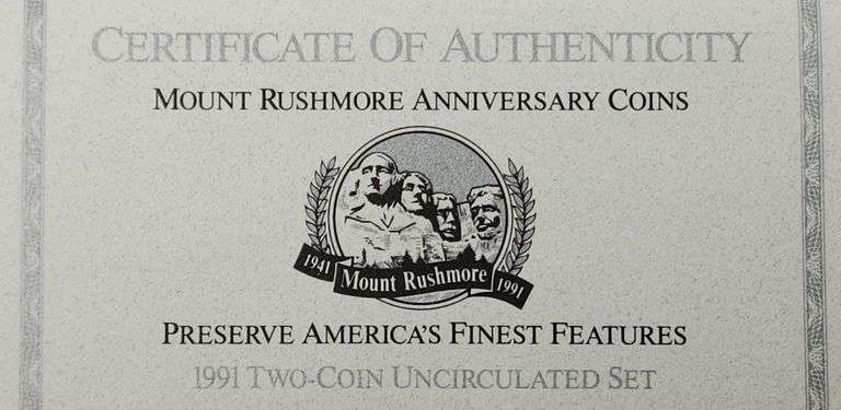 1991 Set Mt. Rushmore, 2 Coins MS