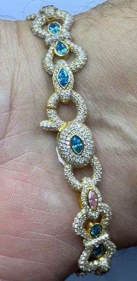 14K Yellow Gold Unisex Round Brilliant Cut Lab Diamond Bracelet