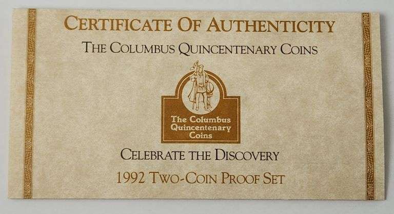 1992 Set Columbus Quincentenary, 2 Coins PR