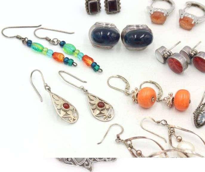 Vintage 925 sterling silver group lot of earrings