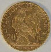 Gem BU 1908 France 20 Francs Gold 'Rooster'