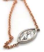 Italian 0.58ct Sideways Marquise Diamond Bezel Set Solitaire Pendant Necklace In 14K