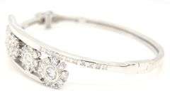 14kt White gold 2.15ctw 4 flower diamond bypass bangle bracelet
