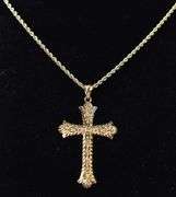 Spiritual Cross Pendant Necklace in 14K Yellow Gold