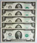 (5) Superb Crisp 2017A $2 Dollar Star Replacement Notes San Francisco Consecutive!